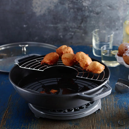 Staub Cast Iron Perfect Pan, Wok, Dutch Oven, 4.5-Quart, Serves 4-5, Made in France, Graphite Gray, Made in France2