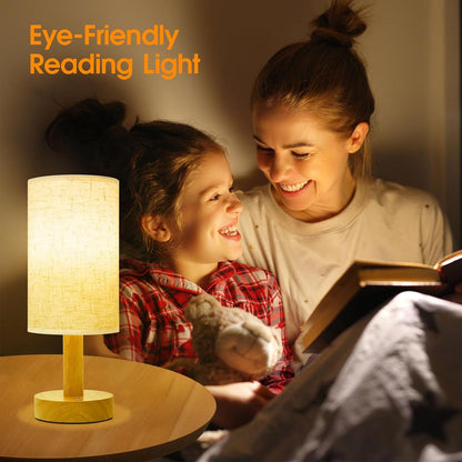 Small Cordless Touch Bedside Table Lamps Set of 2,Minimalist Dimmable Battery-Powered Desk Lamps with round Fabric Linen Shade,Mini Nightstand Warm Night Lights for Bedroom,Home,Living Room,Office3