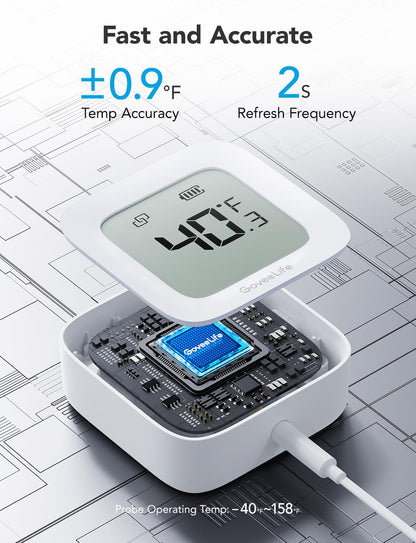 Wifi Refrigerator Thermometer 2-Pack with Gateway & LCD Display | Freezer Alarm Fridge Monitor with App Alerts & Anti-False, 197Ft Range, 2-Yr Data Export. for Freezer/Fish Tank/Hot Tub5