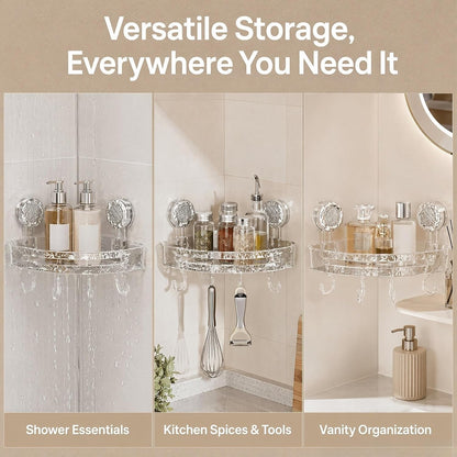 Adhesive Acrylic Corner Shower Caddy, Bathroom Shelf - 2 Pack6