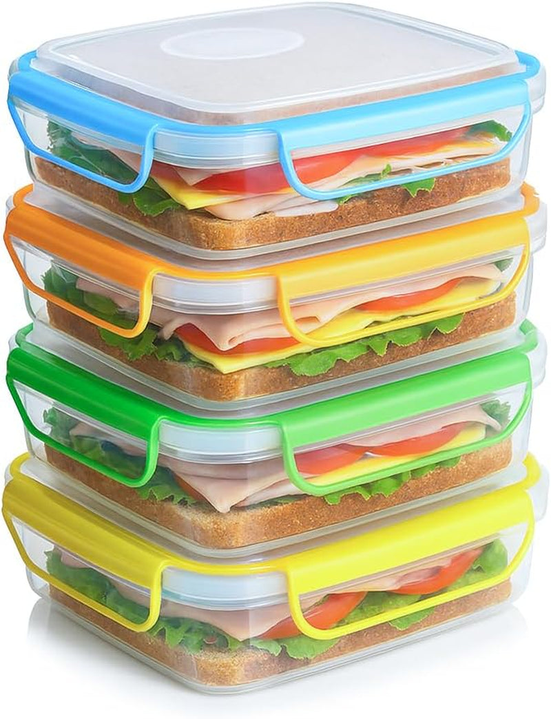 4-pack-of-fun-size-leakproof-sandwich-containers-reusable-bpa-free-sandwich-boxes-airtight-seal-also-great-for-salads-snacks-fruit-treats-and-food-storage