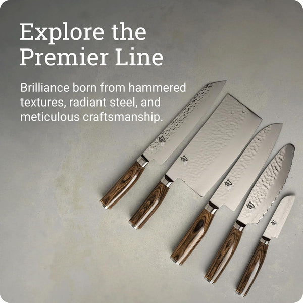 Shun Premier 3 Piece Starter Set | Includes 8" Chef, 4" Paring & 6.5" Utility Knives, VG-MAX Core, Damascus Stainless Steel Cladding, Pakkawood Handle6