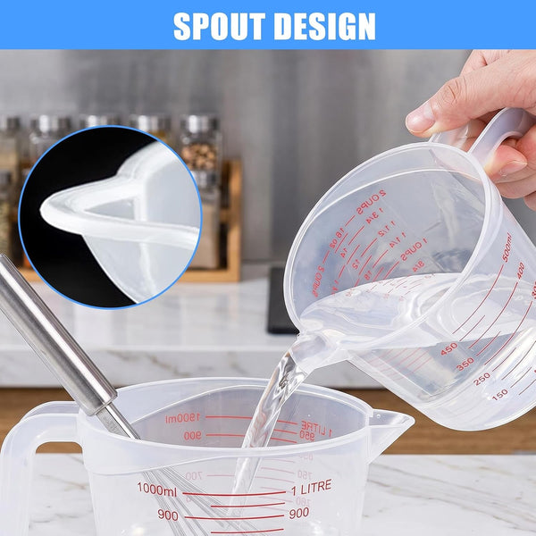 3 Pack Measuring Cups, 250Ml (1-Cup), 500Ml (2-Cup) &1000Ml (4-Cup)5