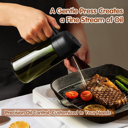16 Oz Dark Glass Olive Oil Sprayer & Dispenser, 2-In-1, Black | Light-Blocking Dark Green Glass, Food-Grade Spray and Pour Bottle for Cooking, Air Fryer, Salad and BBQ5