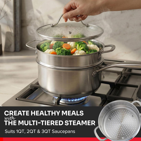 17-Piece Stainless Steel Pots and Pans Set, Tri-Ply Ultra-Clad Pro | Cookware Set, Induction Ready, Oven Safe, Even-Heat Aluminum Core, Includes Skillets, Saucepans, Dutch Oven, Stockpot8