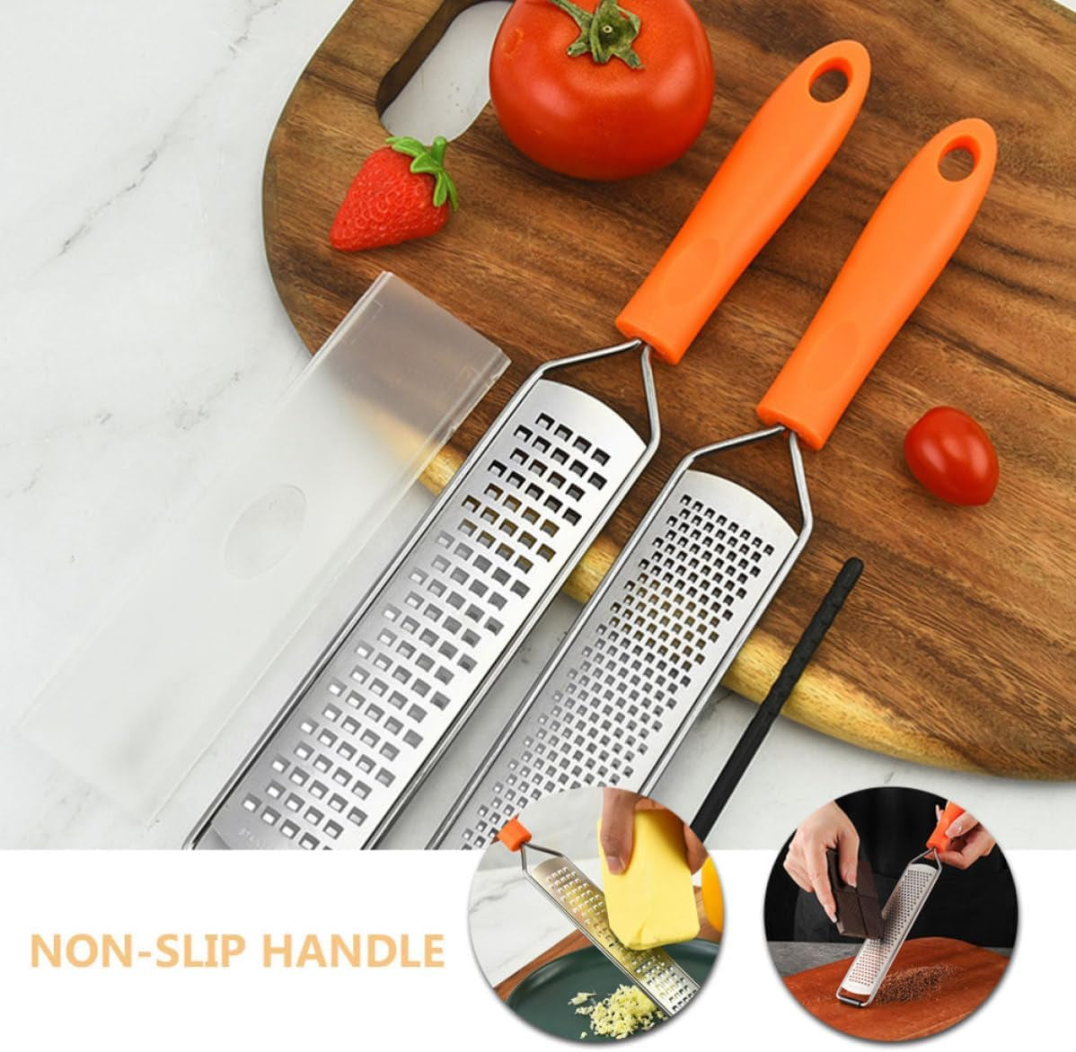 cheese-grater-and-vegetable-slicer-with-egg-and-vegetable-peeling-stainless-steel-2pcs-with-orange-pp-handle-convenient-to-carry-and-store-for-kitchen-use