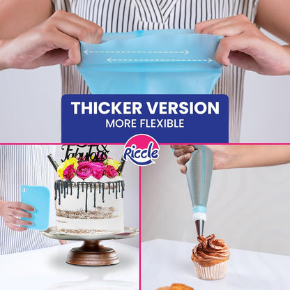 88 Pc Cake Decorating Kit & Cake Turntable -Piping Bags and Tips Set | Includes 50 Disposable + 2 Reusable Piping Bags, 24 Icing Piping Tips, 2 Spatulas, 3 Icing Comb Scraper, Baking Supplies7