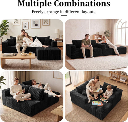 L-Shaped Sectional Boneless Cloud Couch with Left Facing Chaise 92.5''Black3