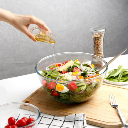 4.5QT Large Glass Mixing Bowl, Big Clear Salad Bowls6