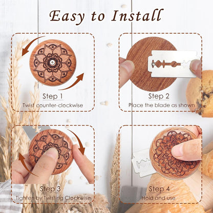 14PCS Wood Sourdough Bread Lame Dough Scoring Tool Set with Blades2