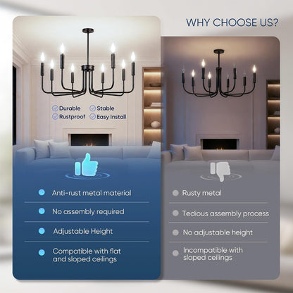 8-Light Black Chandelier, Farmhouse Hanging Light for Dining Room4