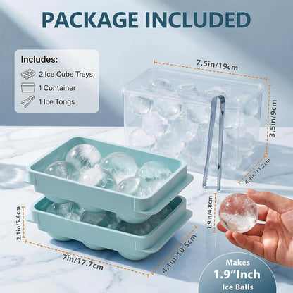 1.9-Inch Large Ice Cube Molds, 2-Pack round Ice Ball Molds | Makes 12 Ice Spheres, Includes Storage Container and Tongs, Easy Fill and Twist Release for Whiskey, Bourbon and Cocktails5