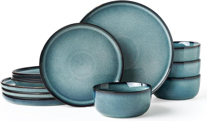 Stoneware Dinnerware Sets for 4, Reactive Glaze, Pale Blue1