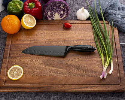 Santoku Knife 7 Inch, Sharp Japanese Style Chef'S Kitchen Knife with High Carbon Stainless Steel Blade, Black7