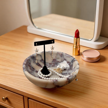 Luxury Natural Marble Decorative Bowl, Centerpiece Catchall Tray Home Decor | Medium 7-Inch Calacatta Viola Marble Centerpiece Bowl, Coffee Table Catchall, Statement Accent Tray for Dining Room Decor2