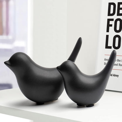 Small Birds Statues Home Decor Modern Style Decorative Ornaments for Living Room Decor, Bedroom, Office Desktop, Cabinets (Black 2Pcs Birds)8