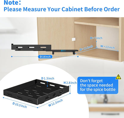 Pull Out Spice Rack for Cabinet, 12.6" Wx10.5 Dx2.8 H3