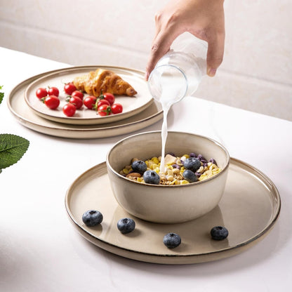 Dinnerware Sets for 8, 32 Pieces Ceramic Plates and Bowls Set4