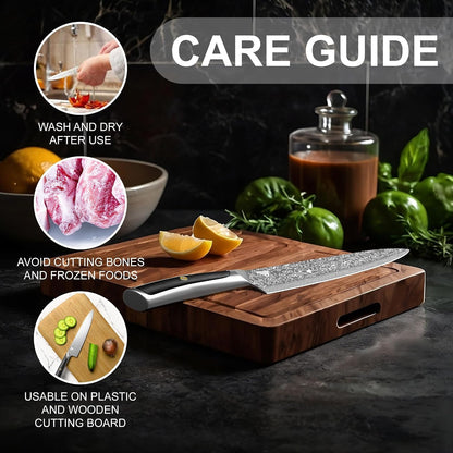 8" Professional Chef Knife, 67-Layer Damascus Steel Kitchen Knife with Ergonomic Handle, Premium Knife for Home & Professional Cooking + Leather Sheath & Gift Box5