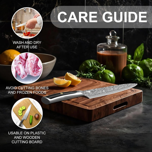 8" Professional Chef Knife, 67-Layer Damascus Steel Kitchen Knife with Ergonomic Handle, Premium Knife for Home & Professional Cooking + Leather Sheath & Gift Box5