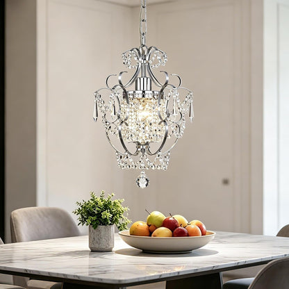 Amorette Mini Chandelier Chrome Crystal Chandeliers, 1 Light Modern Elegant Glam Ceiling Light Fixture Chrome, Adjustable Hanging Lighting for Closet, Bedroom, Girls Room, Kitchen Island8
