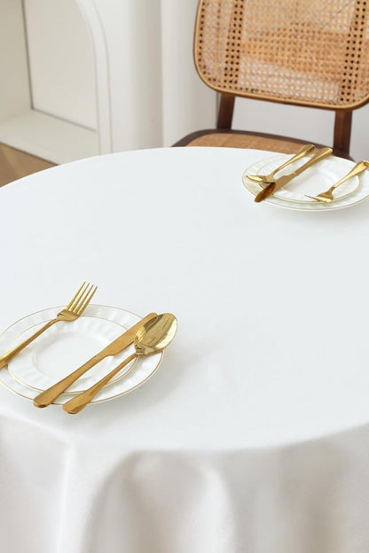 Linen Style round Tablecloth, White Table Cloth round 48"2