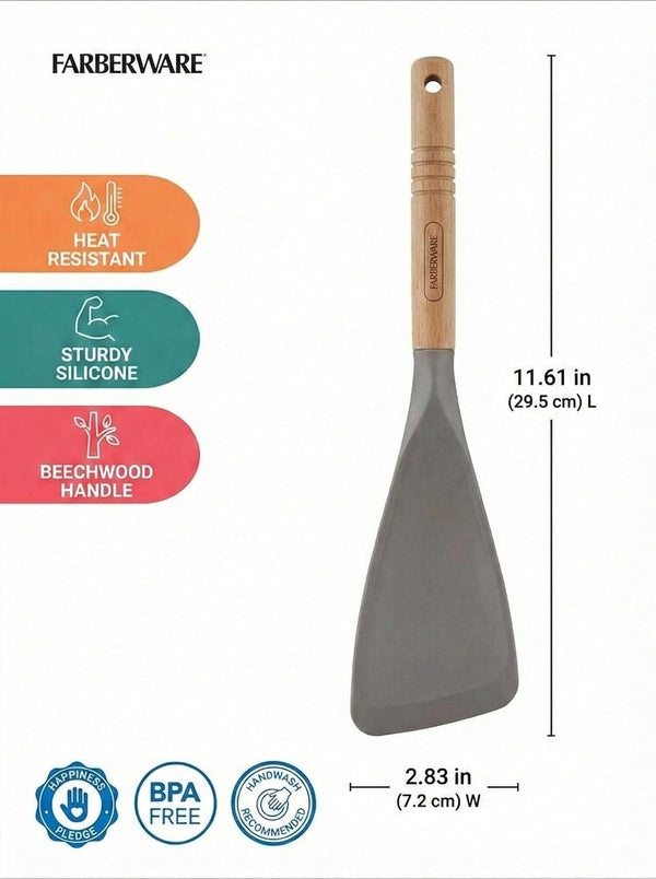 Pro Spoonula with Grey and White Speckle Design - Beechwood Handle with Hang Hole - Flexible Scraper Spoon for Mixing, Scraping, and Serving in Kitchen3