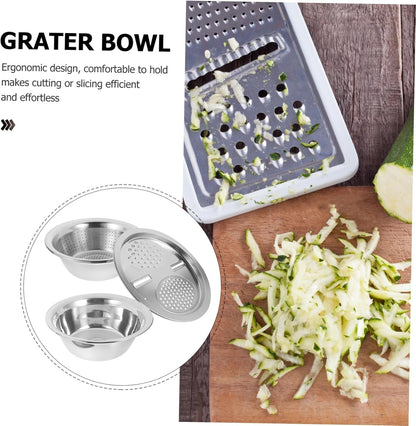 3Pcs Stainless Steel Vegetable Peeler Grater Set Multi Function Draining Slicer Tools for Fruits Vegetables Kitchenware with Two and Patterns Silver5