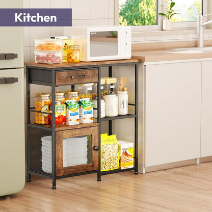 Coffee Bar Cabinet for Home - Farmhouse Coffee Stand Station Multi-Purpose Buffet Sideboard Cabinet with Drawers - Kitchen Bar Table for Living Room, Corner, Small Space, Espresso5