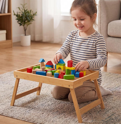 Bamboo Bed Tray Table with Foldable Legs, Breakfast Tray for Sofa, Bed, Eating, Working, Used as Laptop Desk Snack Tray by9