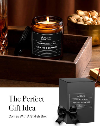 Scented Candles for Men - Tobacco and Leather Scent4