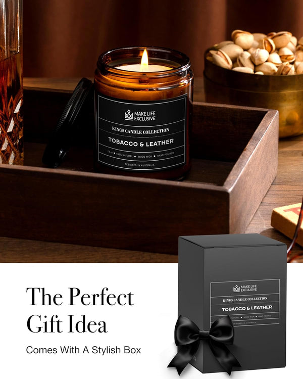 Scented Candles for Men - Tobacco and Leather Scent4
