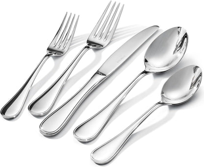 18/10 Stainless Steel Silverware Set for 4, 20 Piece Teardrop Flatware Set |  Heavy Cutlery Set, Mirror Polished Knives Forks and Spoons Utensils, Dishwasher Safe for Home Kitchen Wedding1