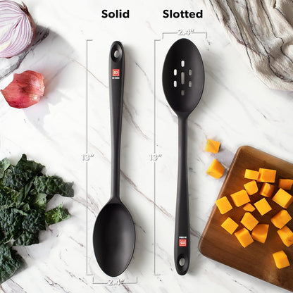 DI ORO Silicone Cooking Spoons - Solid & Slotted Set, 2-Pc Black5