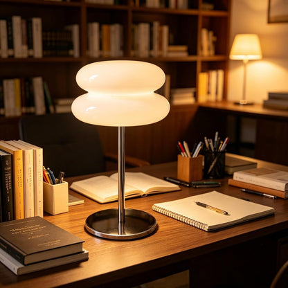 Bedroom Mushroom Lamp, Medieval Modern Bedside Table Lamp, Dimmable Retro Egg Tart Headlight, Unique Home Mushroom Decoration Aesthetic Lovely Living Room Desk Lamp (White)7