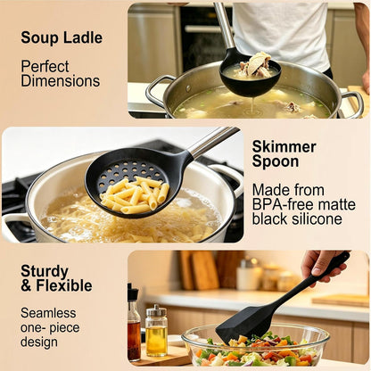 Silicone Kitchen Cooking Utensils Set Heat Resistant,14-Piece4