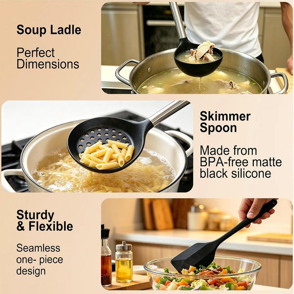 Silicone Kitchen Cooking Utensils Set Heat Resistant,14-Piece4