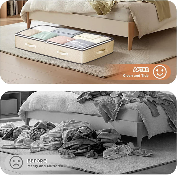 95L under Bed Storage Containers, 2 Pack Beige7