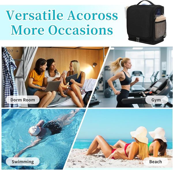 Mesh Shower Caddy Portable, Toiletry Bags for Travel, Black7