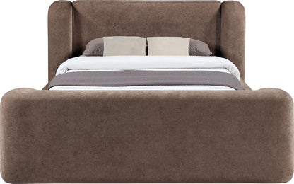 Meridian Furniture Modenabrown-Q Modena Collection Modern | Contemporary Queen Bed with Soft Brown Polyester Chenille 570 GSM Fabric, Solid Wood Inner Frame, 78.75" W X 101" D X 44" H, Brown, Queen4