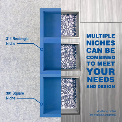Noble 314 Preformed 12" X 20" ID Shower Niche, Tub, Caddy, Modern Bathroom Storage Solution, Adjustable Shelf, Water-Resistant, Easy Install Ideal for Toiletries Shampoo Shower Accessories7