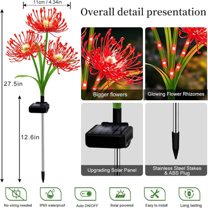 Solar Lights Outdoor, 8 Pack Red Spider Lily Garden Flower Lights7