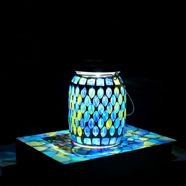 Solar Mosaic Glass Solar Hanging Lantern, Waterproof Outdoor Garden Light7