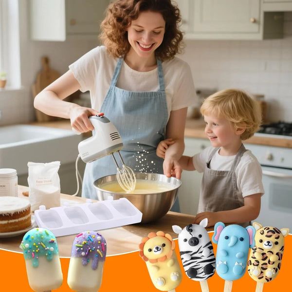 2 Pack Cake Pop Mold Silicone, 8 Cavity Reusable Cakesicle Molds | with 100 Sticks & Parcel Bags for Baking, Lollipops, Ice Cream, DIY Desserts, Cake Pop Maker Kit Easy Release6