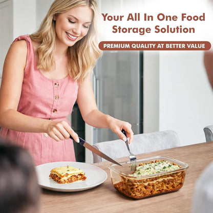 2 Pcs 1860Ml / 63 Oz Large Glass Food Storage Containers with Lids - Glass Meal Prep Containers with Locking Lids for Roasting, Storing Leftover, Lunch Container, BPA Free, Microwave & Oven Safe8