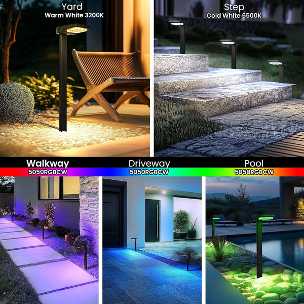 Solar Pathway Lights Outdoor, Smart Color Changing 9-In-1 Modes3