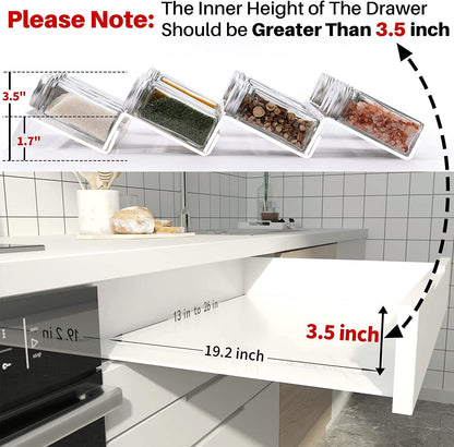 Clear Acrylic Spice Drawer Organizer, 4 Tier- 2 Set Expandable from 13" to 26" Drawer Seasoning Organizer, Kitchen Spice Rack Tray for Drawer/Countertop (Jars Not Included)7