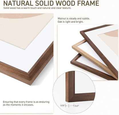 8X10 Picture Frame Natural Solid Walnut Photo Frames with 5X7 Removable Mat Wall Hanging Large Handcrafted Frame with HD Plexiglass Wall and Tabletop Display Large Poster Frame4