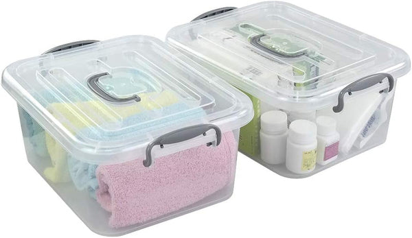 2-Pack Clear Storage Latch Box, Plastic Containers with Lids, 8 L2