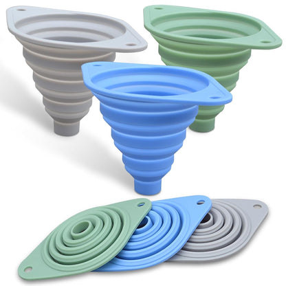 Kitchen Funnel Set 3 Pack,Funnels for Kitchen Use Filling Bottles,Silicone Funnel Collapsible,Small Funnels for Filling Small Bottles1